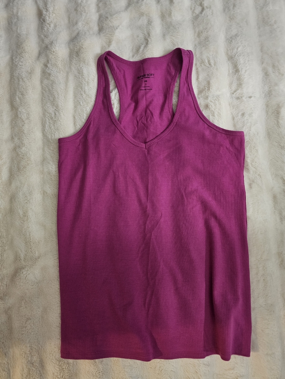 torrid Ribbed V-Neck Tank Top - Hot Magenta